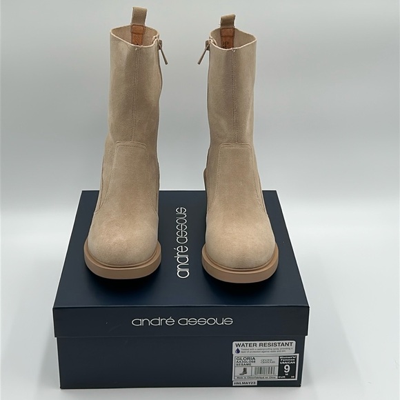 2116- André Assous Suede Ankle boots Beige Water Resistant Size 9 NWT - Picture 9 of 12